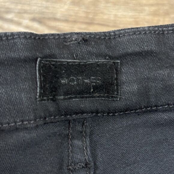 Mother Jeans Womens 24 Black High Waisted Looker Ankle Fray Guilty Glitter Racer - Picture 11 of 15